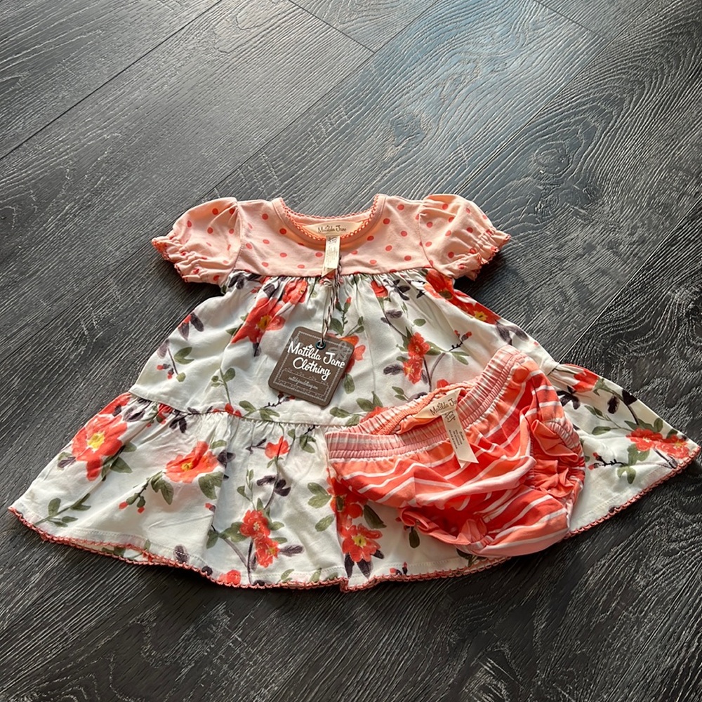 NEW Matilda Jane 3-6 month dress with bloomers.